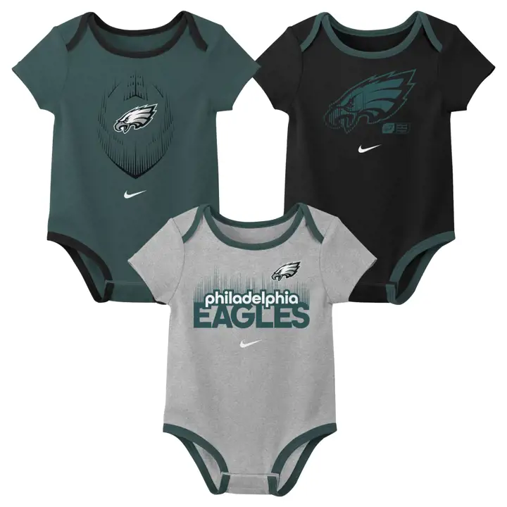 Lot de 3 bodies "Icon" pour nouveau-né NFL des Philadelphia Eagles BLEU SARCEL