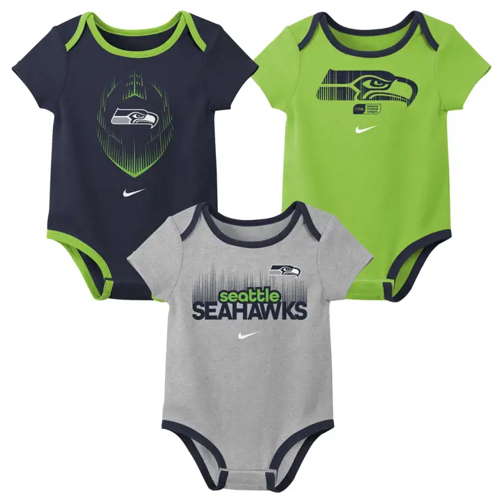 Ensemble de 3 articles pour nouveau-né NFL Seattle Seahawks BLEU MARINE