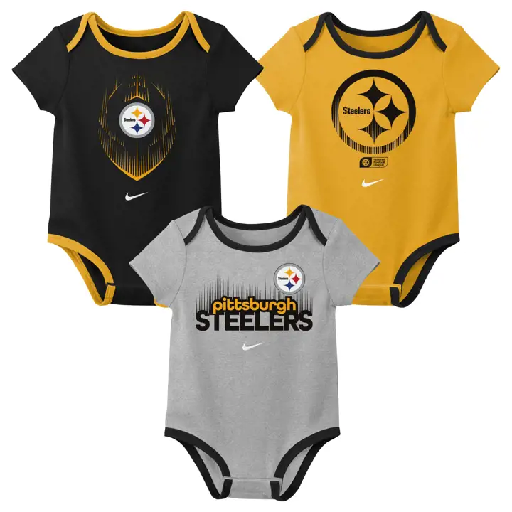 Pittsburgh Steelers NFL Lot de 3 bodies nouveau-né Icon Noir