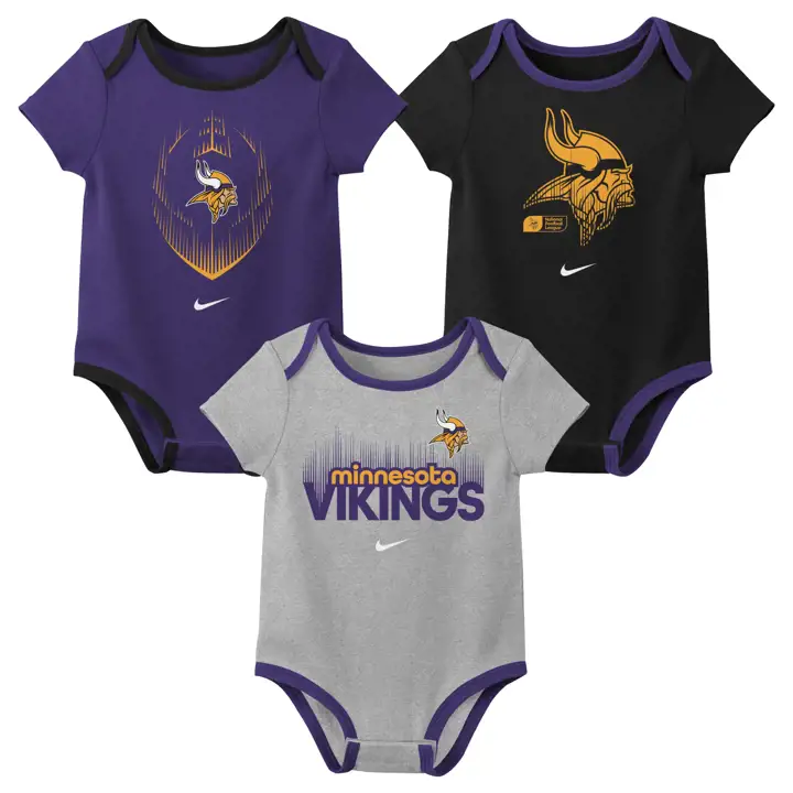 Ensemble de 3 articles pour nouveau-né Minnesota Vikings NFL - Icône - Violet