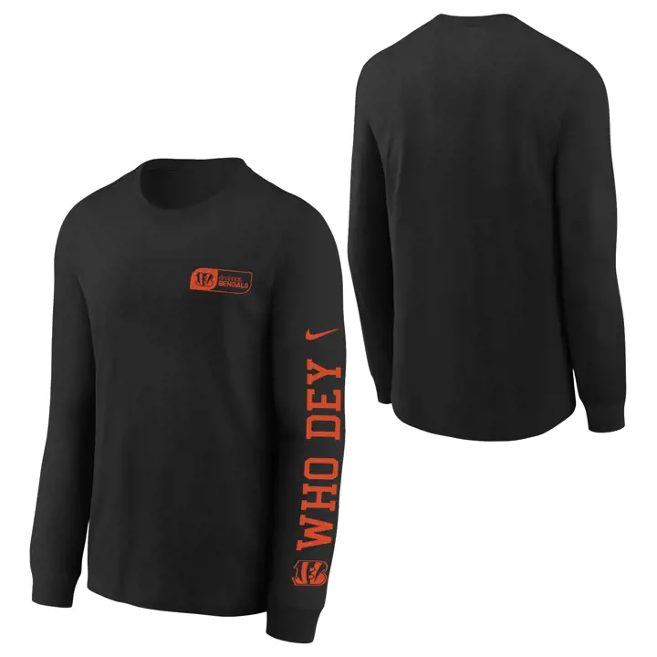 T-shirt essentiel à manches longues CINCINNATI BENGALS NFL pour jeune 24 BLK