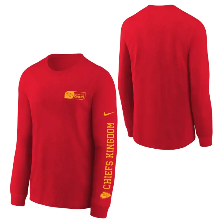 KANSAS CITY CHIEFS T-shirt Jeune NFL Manches Longues Essentiel Rouge 24