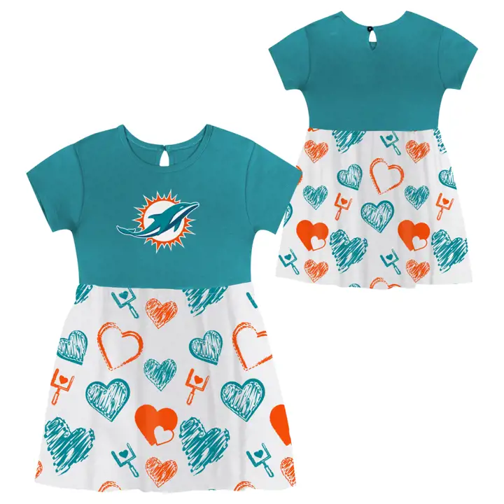 Miami Dolphins NFL Robe Imprimée pour Tout-Petits All Heart BLANC