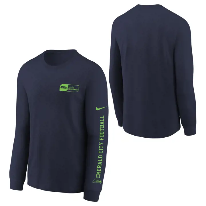 T-shirt à manches longues NFL essentiel pour jeune Seattle Seahawks 24 ans NAVY