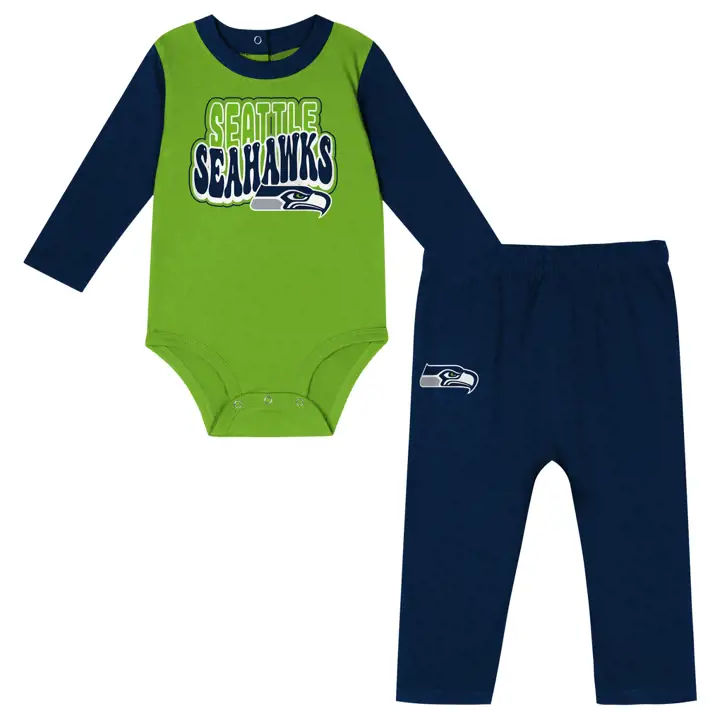 Ensemble de 2 grenouillères Seattle Seahawks NFL Double Up pour bébé - Bleu marine
