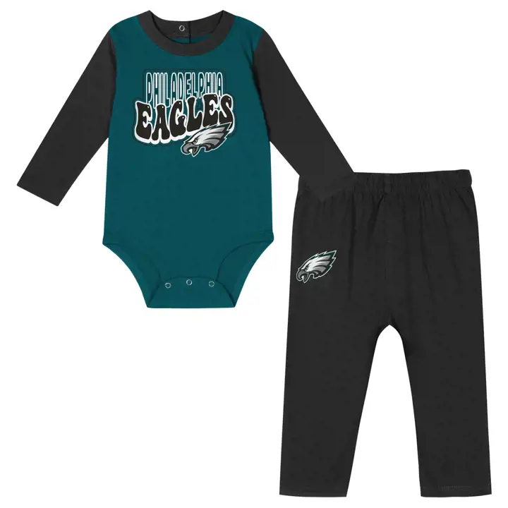 Ensemble nouveau-né 2 pièces Philadelphia Eagles NFL Double Up TEAL