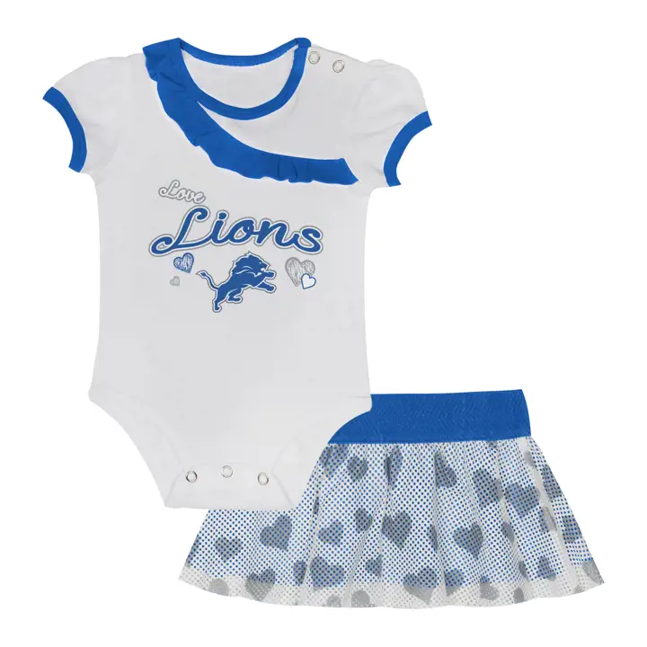 Ensemble 2 pièces NFL Detroit Lions "J'aime mon équipe" pour bébé - Blanc