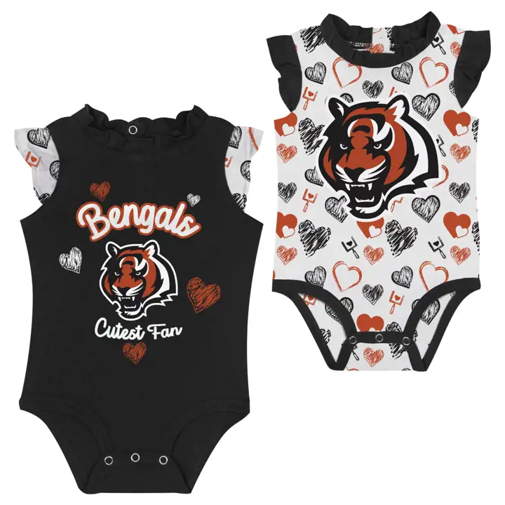 Ensemble de 2 pièces à volants pour bébés NFL Happy Hearts Cincinnati Bengals BL
