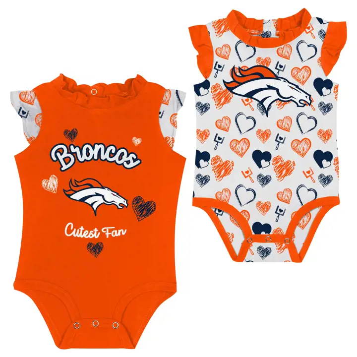 Denver Broncos NFL Ensemble Bébé Happy Hearts Volants 2 pièces ORG