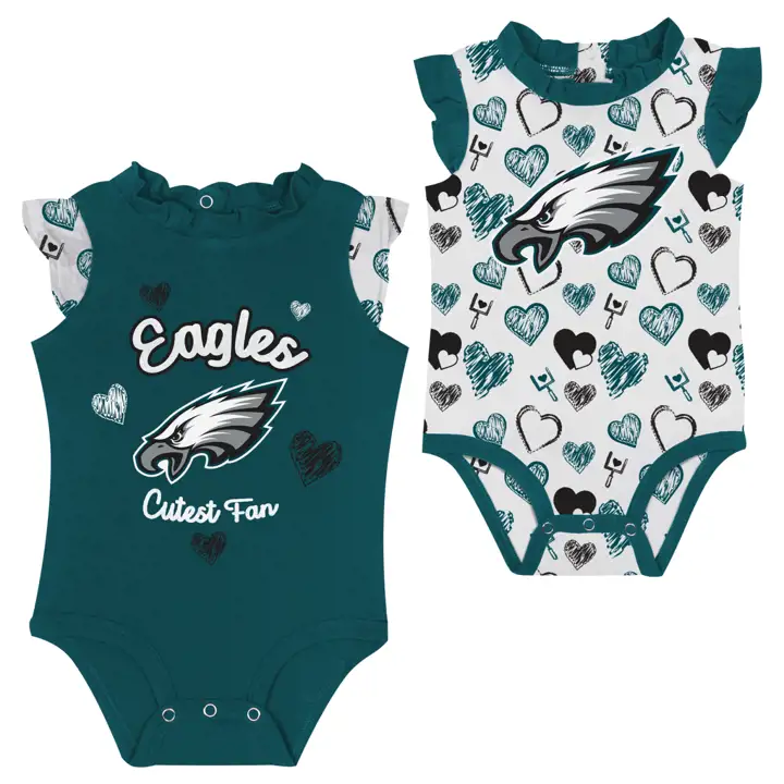 Ensemble de 2 pièces à volants Philadelphia Eagles NFL Happy Hearts pour bébé