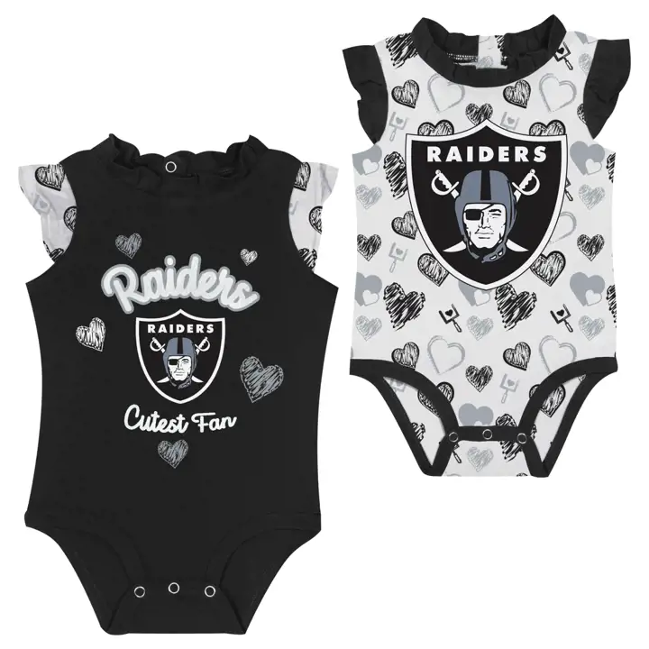 Las Vegas Raiders NFL NB Happy Hearts Volants Ensemble 2 pièces Noir