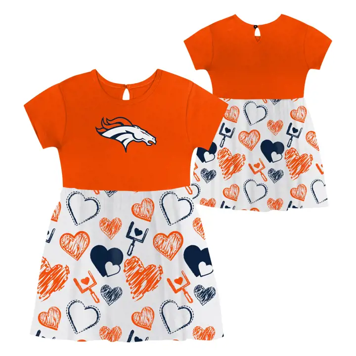 Denver Broncos NFL Kids All Heart Printed Dress WHT