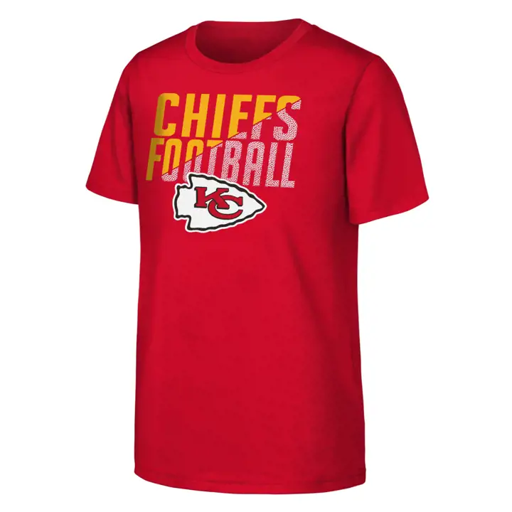 T-shirt rouge de football NFL des Kansas City Chiefs pour jeunes