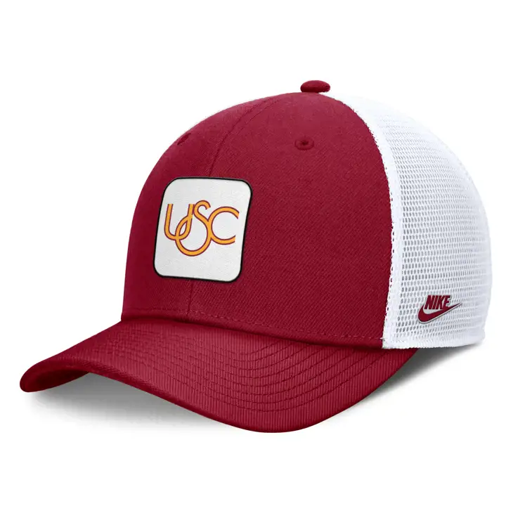 USC Trojans NCAA NK Legacy Rise Patch Trucker CRIM/WHT