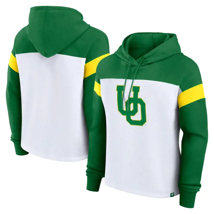 Chandail à capuchon Oregon Ducks NCAA pour femme, couleur unie, avec bloc de couleurs, BLANC