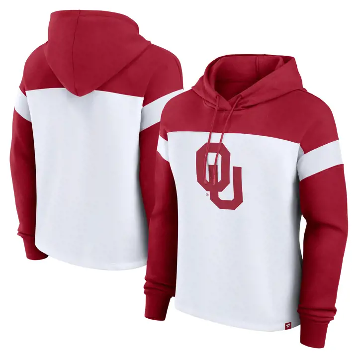 Sweat à capuche color block avec logo principal des Sooners de l'Oklahoma NCAA pour femme