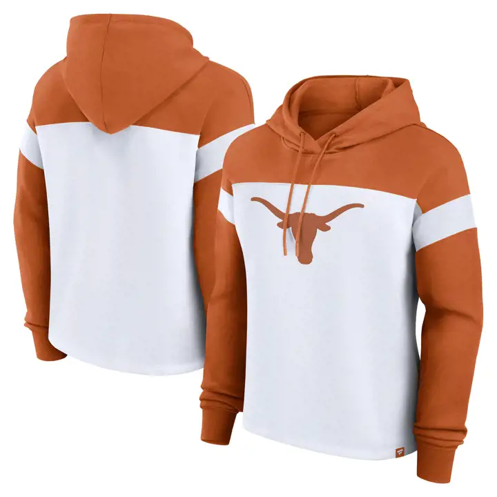 Sweat à capuche Colorblock NCAA pour femme Texas Longhorns