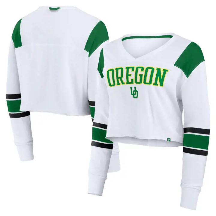 Oregon Ducks NCAA T-shirt ML stretch colorblock femme BLANC