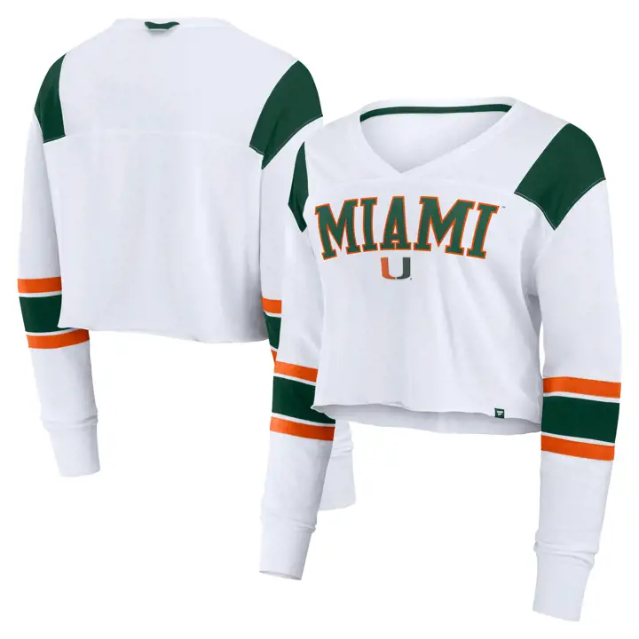T-shirt manches longues color block extensible pour femme NCAA Miami Hurricanes