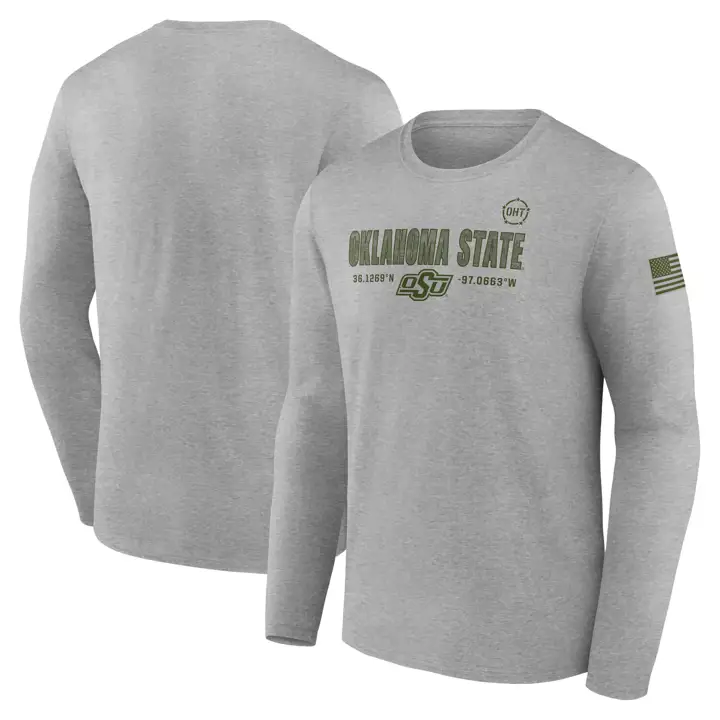 T-shirt à manches longues Oklahoma State Cowboys NCAA OHT Grid GRIS