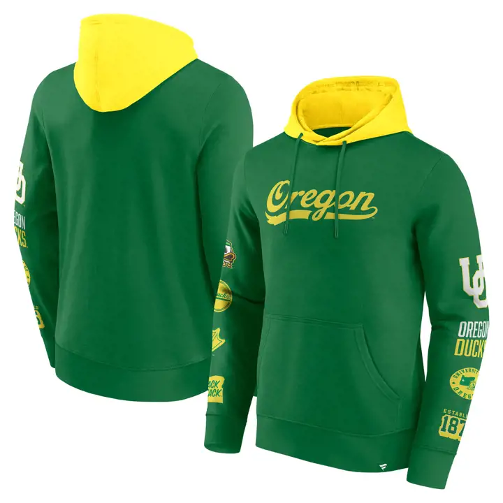 Sweat à capuche Oregon Ducks NCAA colorblock à badge vert