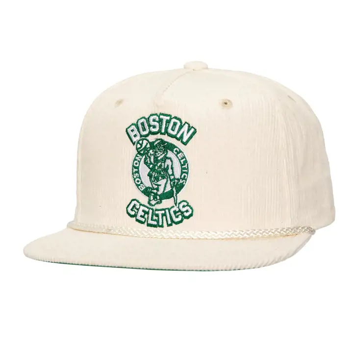 Boston Celtics NBA MN Casquette à visière plate, cordon et cordage, ivoire/ ivoire/ vert forêt