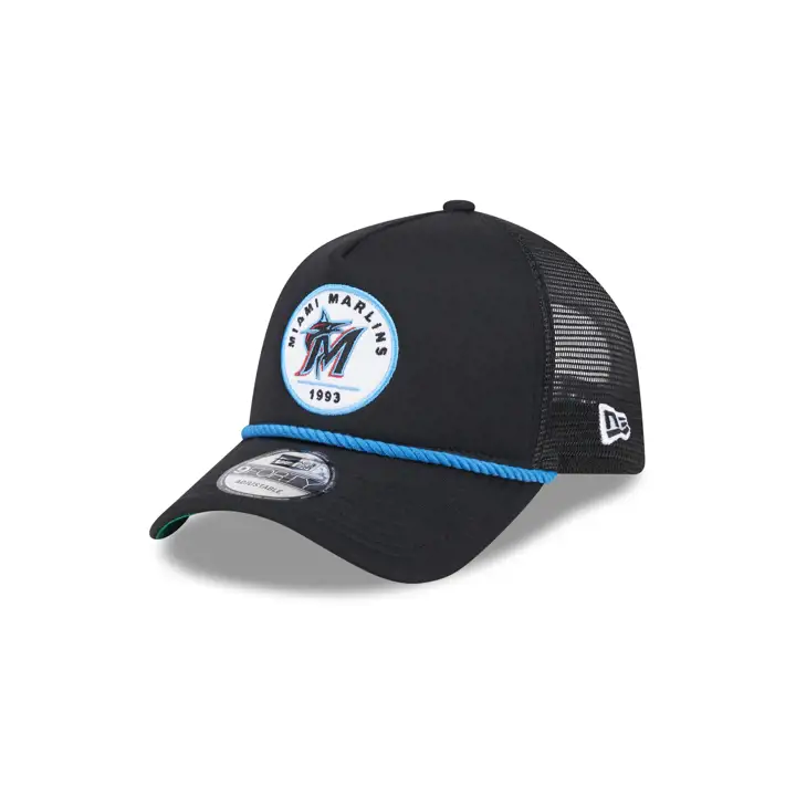 Miami Marlins MLB New Era Patch 9FORTY Trucker corde BLK