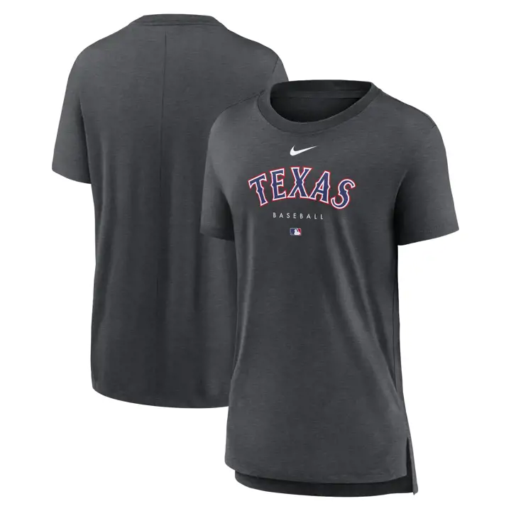 T-shirt à manches courtes en tissu tri-mélange pour femme Texas Rangers MLB 23 CHARBON