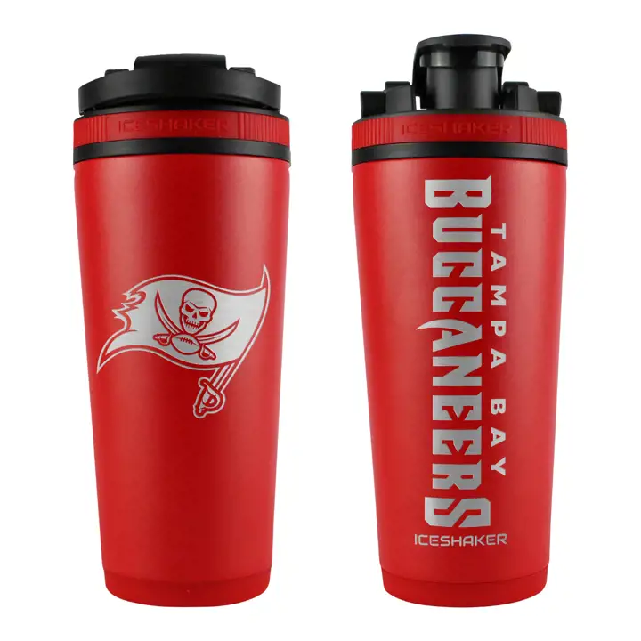Tampa Bay Buccaneers Bouteille shaker gravée en acier inoxydable de 769 ml