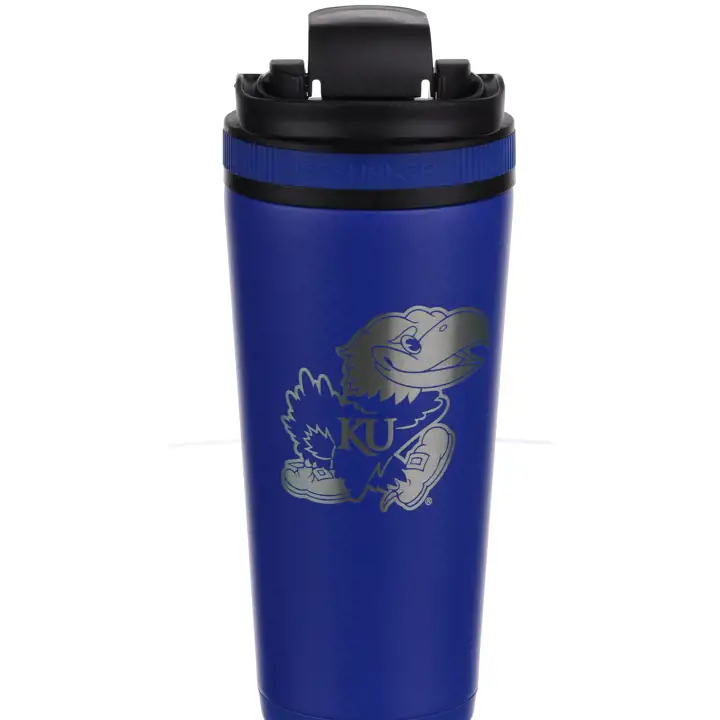 Bouteille Shaker en Acier Inoxydable Gravée Kansas Jayhawks 26oz