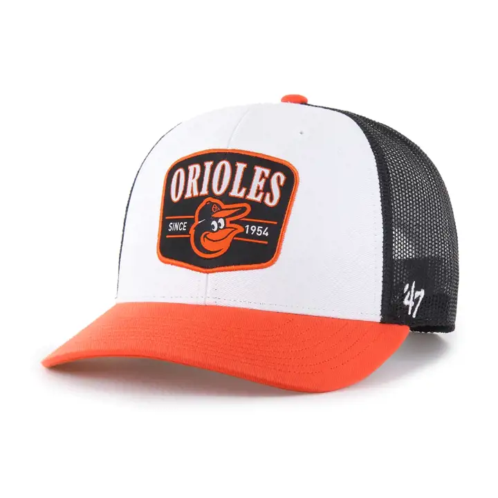 BALTIMORE ORIOLES MLB Casquette Trucker Tri-Tone Équipe '47 BLANC/NOIR/ORANGE