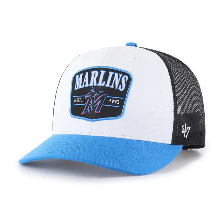 MIAMI MARLINS MLB Casquette Trucker Tri-Tone Squad '47 BLANC/NOIR/BLEU