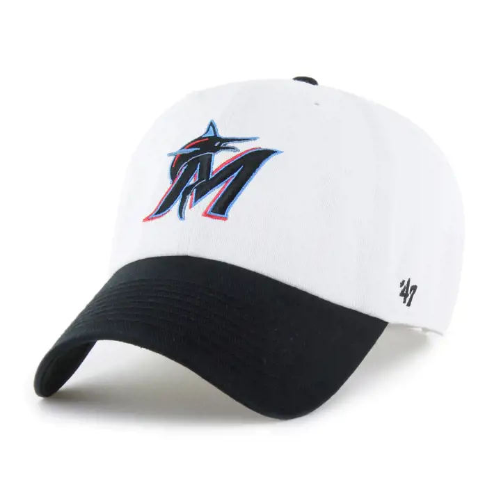 MIAMI MARLINS MLB Casquette '47 Clean Up Bicolore Blanc/Noir