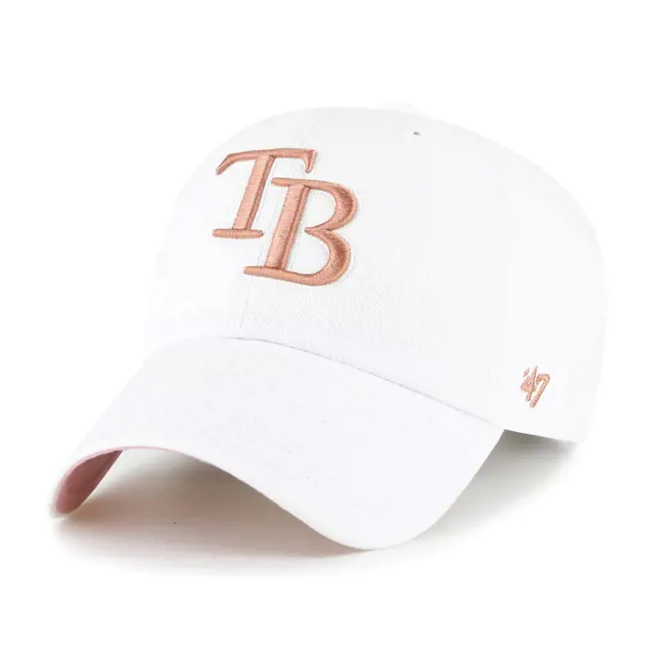 TAMPA BAY RAYS MLB Casquette souple '47 Clean Up blanche et rose poudré "Ballpark"