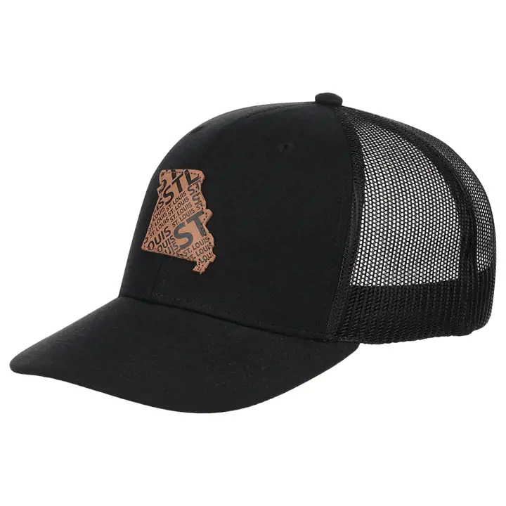 Casquette de routier St. Louis Leather 6 panneaux NOIR/MARRON