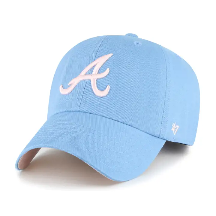 Casquette ATLANTA BRAVES MLB en coton bleu barbe à papa '47 Clean Up LBL/PNK