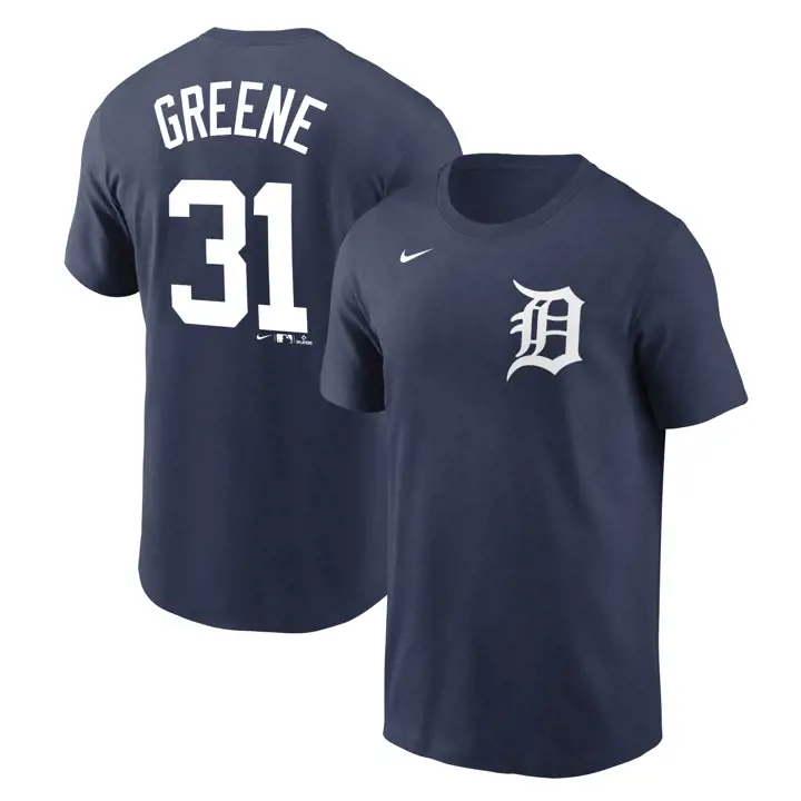 T-shirt de joueur N&N Nike MLB Detroit Tigers Greene Marine