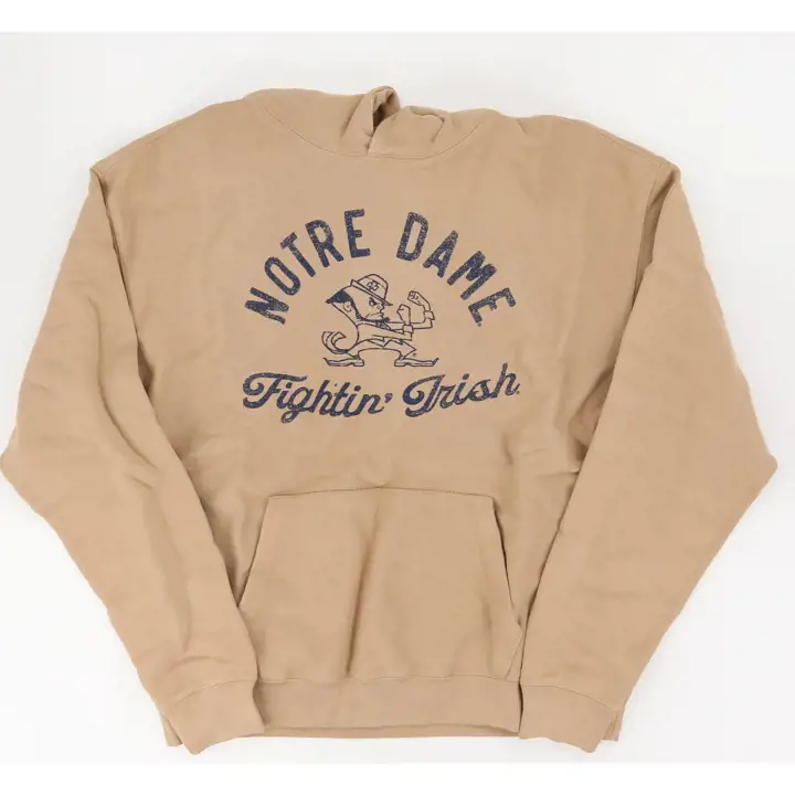 NOTRE DAME FIGHTING IRISH NCAA DUSTED RIVER HOOD TAN