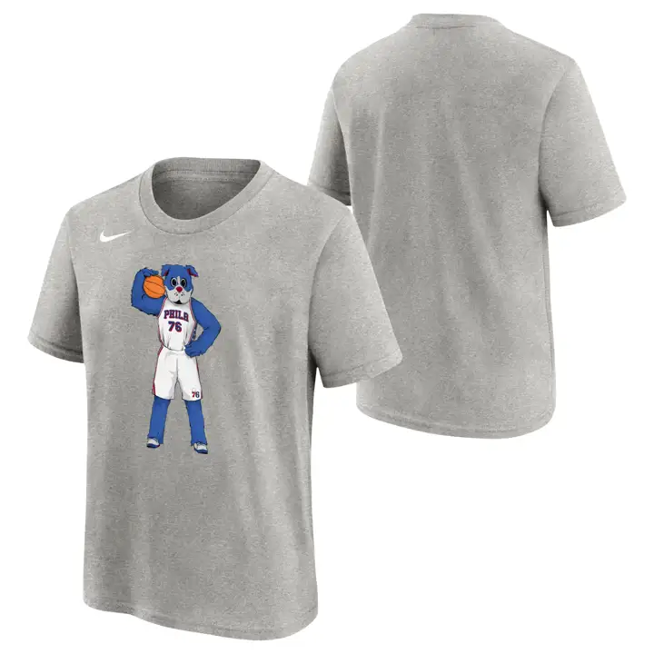 T-shirt mascotte des 76ers de Philadelphie NBA pour jeune GRIS