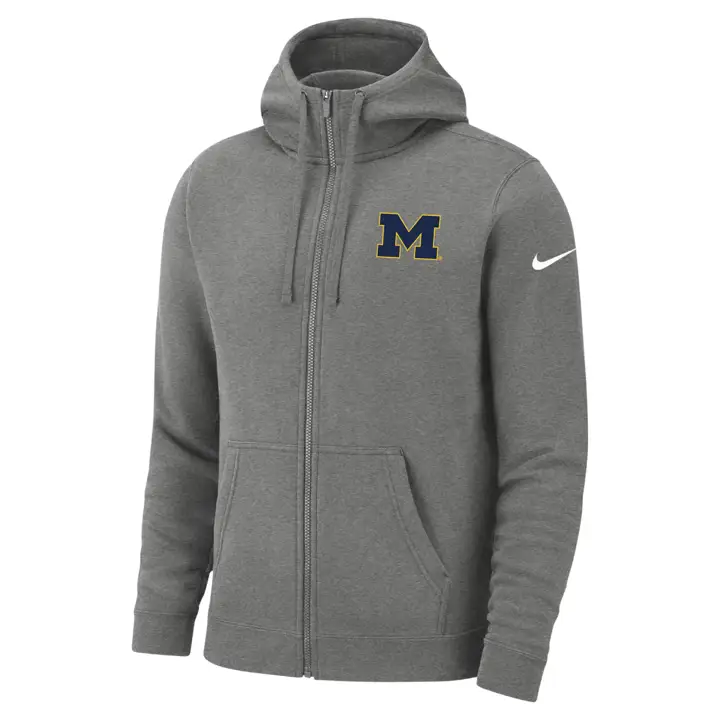 Michigan Wolverines NCAA Club Molleton Entièrement Zippé GRIS