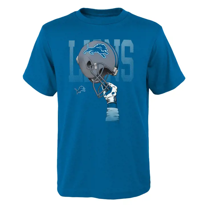 T-Shirt bleu pour jeunes Detroit Lions NFL avec casques