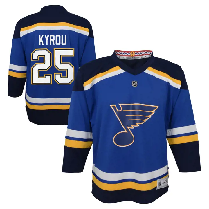 Chandail de joueur réplique pour enfant Jordan Kyrou des Blues de St. Louis (LNH)