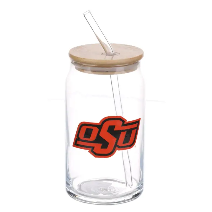Verre canette Oklahoma State Cowboys avec paille