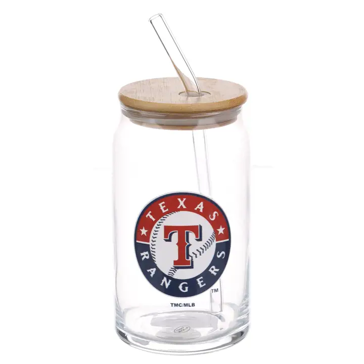 Gobelet en verre des Texas Rangers avec paille