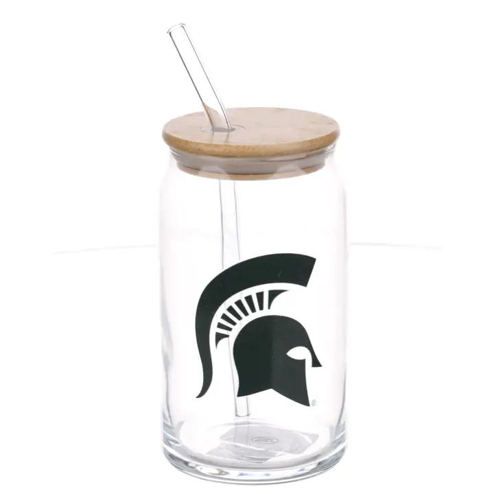 Gobelet en verre Michigan State Spartans avec paille ast