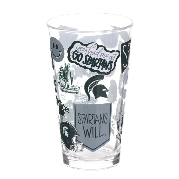 Verre à pinte imprimé localement des Spartans de Michigan State ast