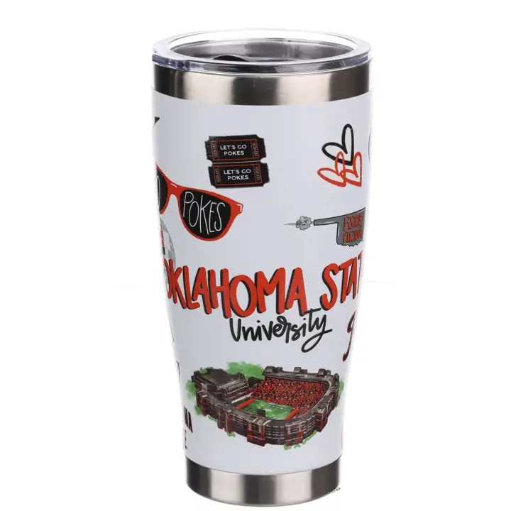 Gobelet en acier inoxydable local de 20 oz des Oklahoma State Cowboys
