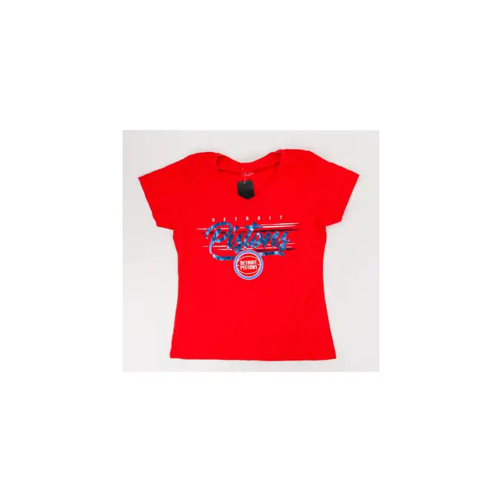 T-shirt Detroit Pistons NBA pour femme avec attrape-cœurs SS 23 Rouge