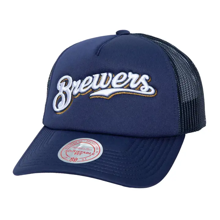 Milwaukee Brewers M&N MLB TC SCRIPT FOAM TRUCKER MARINE