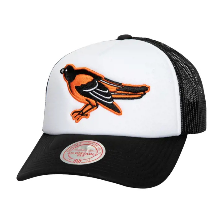 Casquette Trucker Rétro Mousse Baltimore Orioles M&N MLB BLANC/NOIR